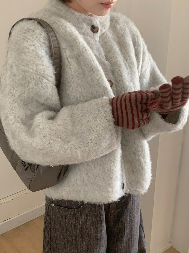Pundero Wool Stripe Knit Gloves