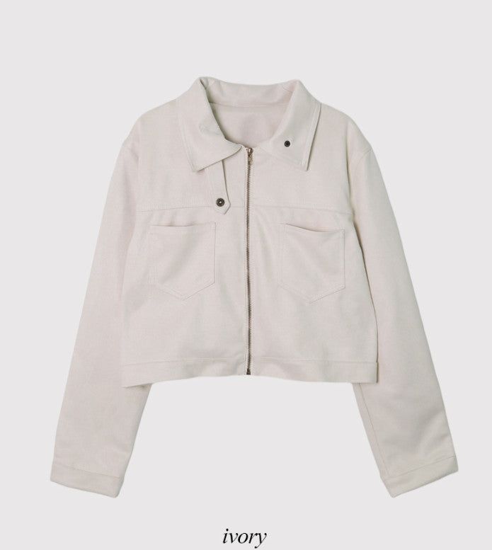 #Autumn Suede Collar Crop Jacket (4color)