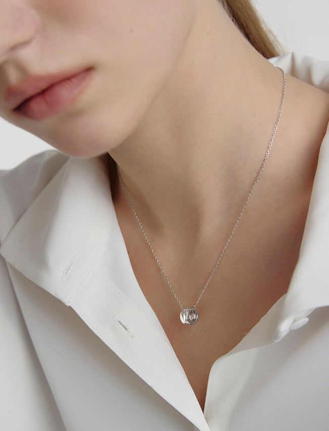 26SS★ Triple Silver Cutout Necklace S