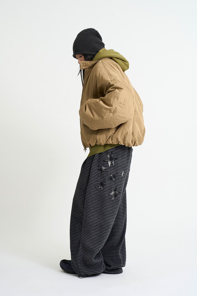 Coated crop padding blouson
