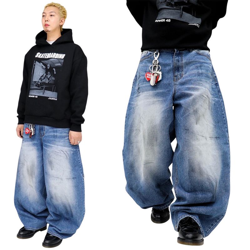 Vintage Embroidered Denim Balloon Pants