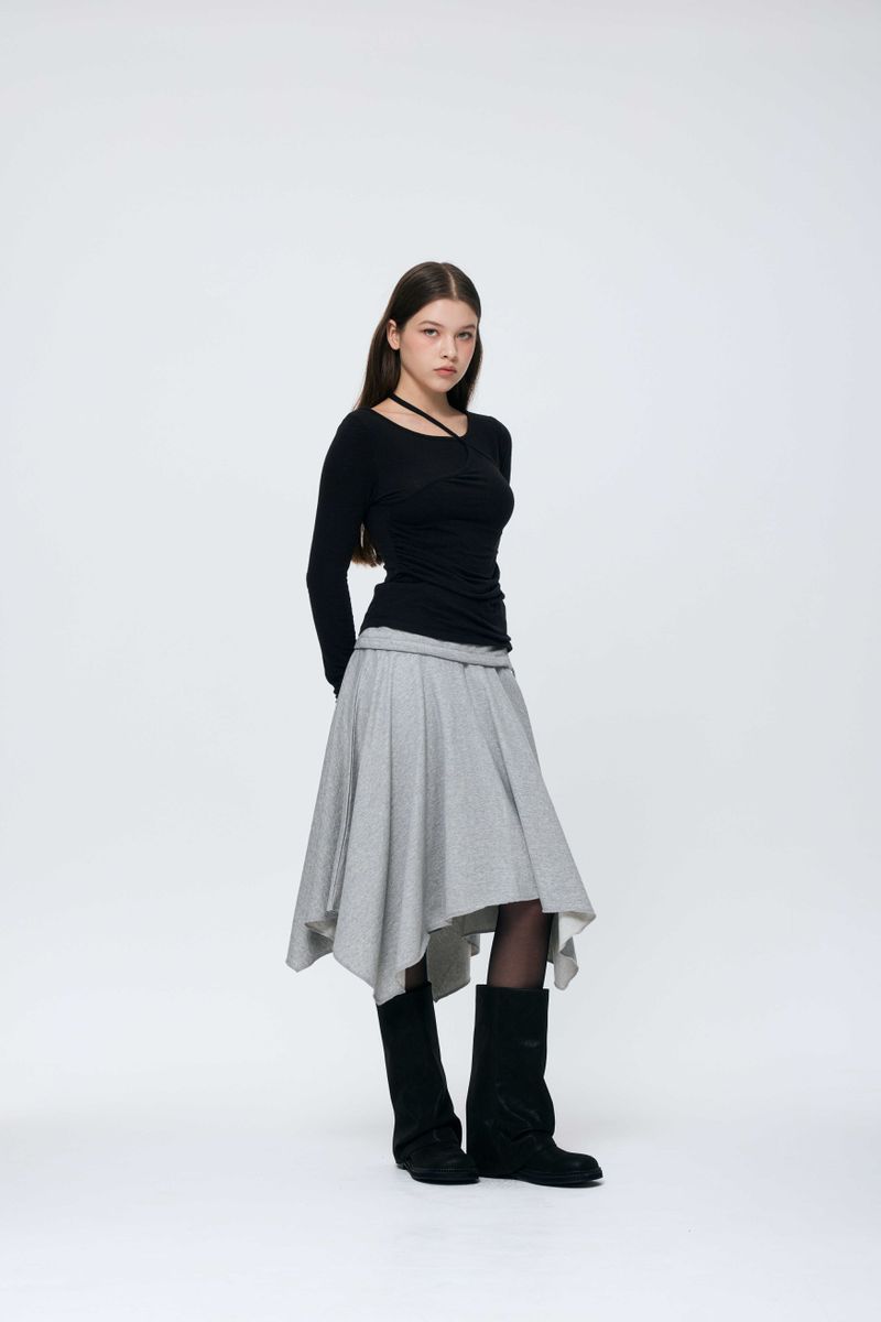 MUREN SHIRRING TOP / BLACK
