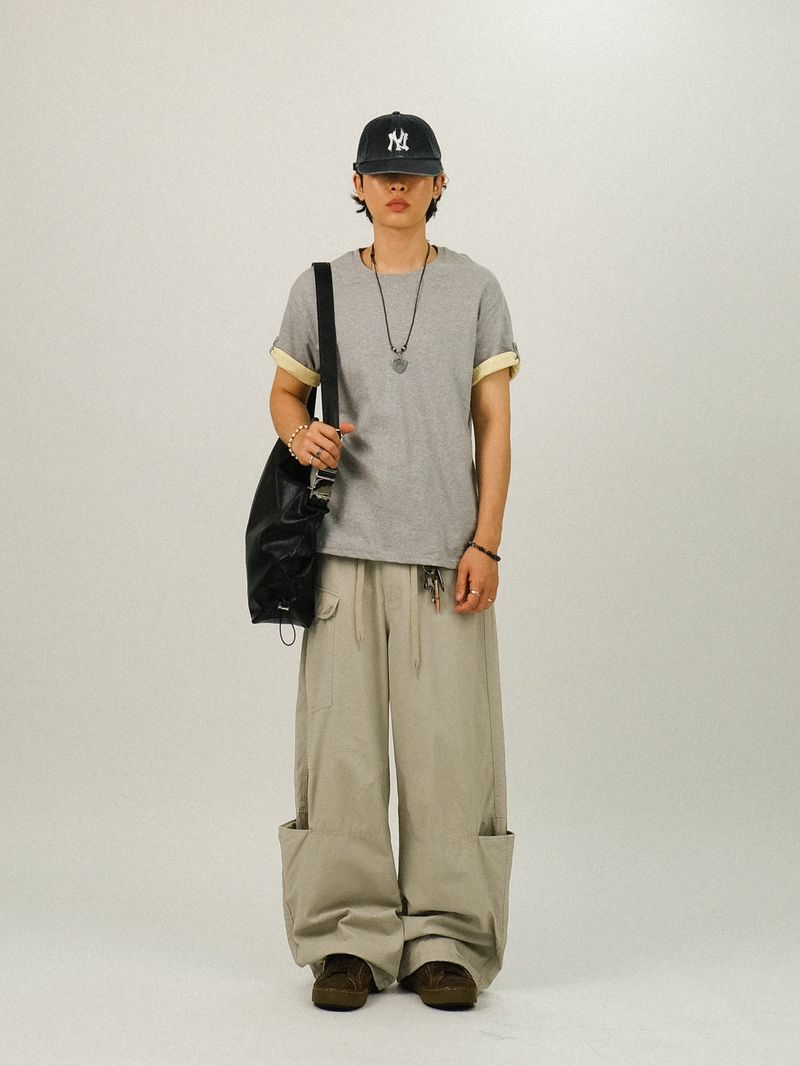 OS Washed Pocket Wide Pants