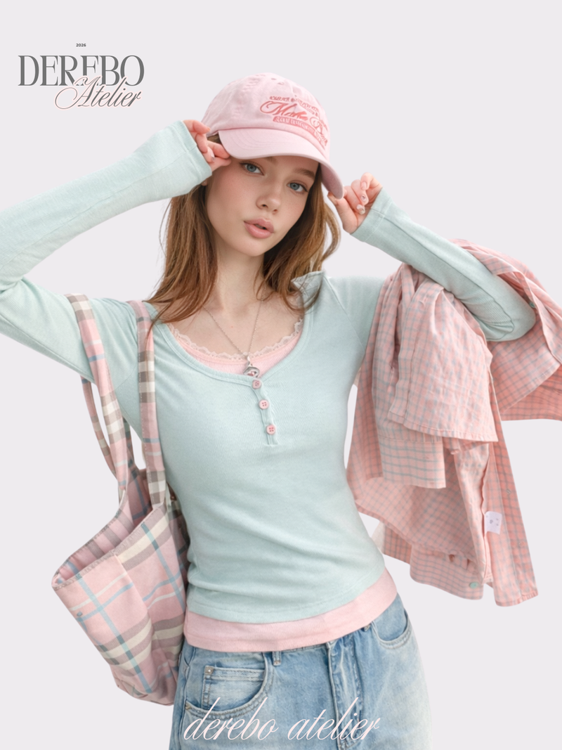 Mint pink layered t-shirt