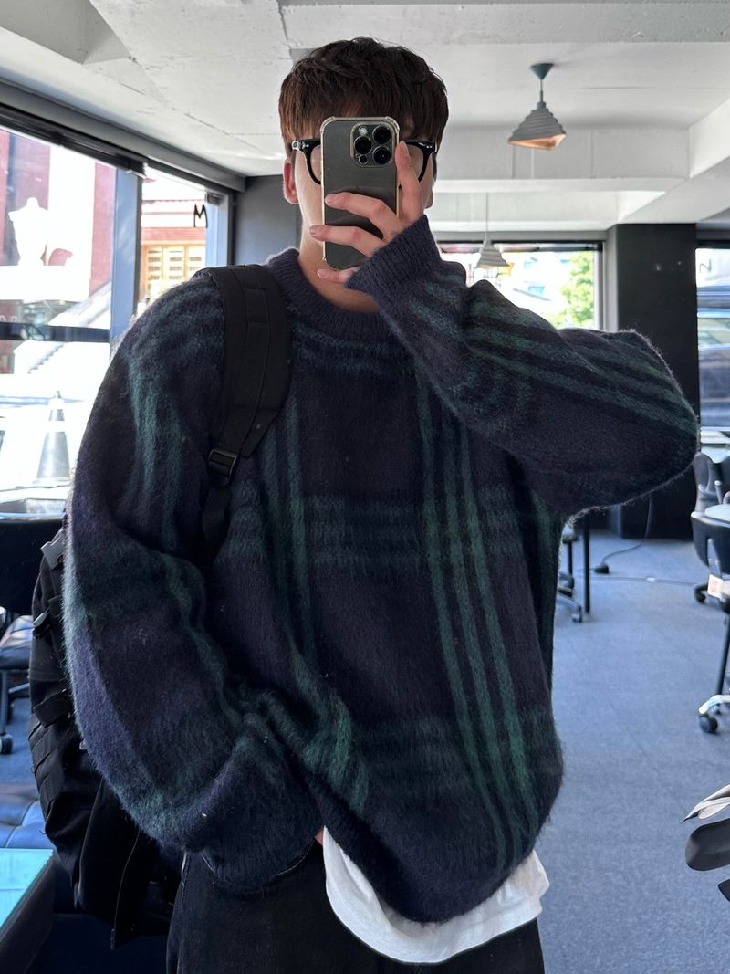 maranda check loosefit knit