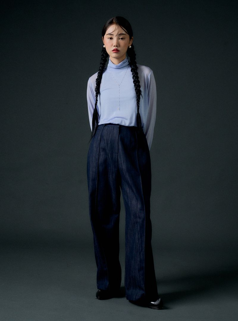 Back string pants (navy)