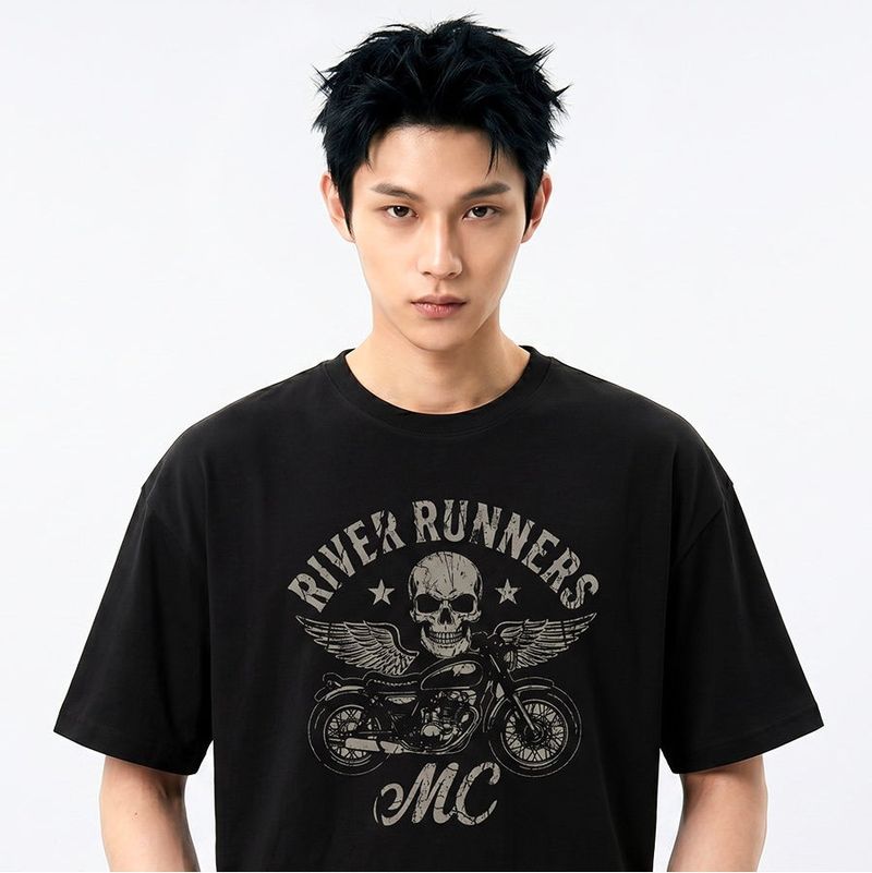 UNDEROFF（アンダーオフ）の「Men’s Cotton Short-Sleeve Cropped T-Shirt Motorcycle Black（Tops）」