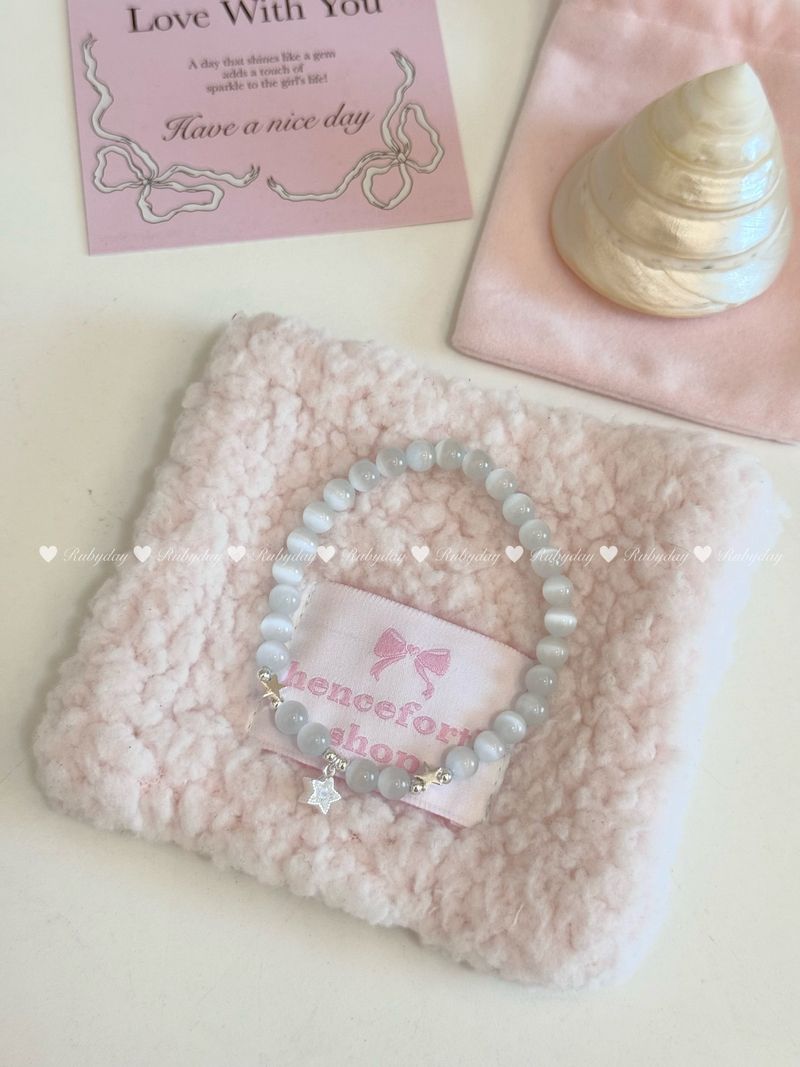 White Star Microglow Cat's Eye Stone Bracelet