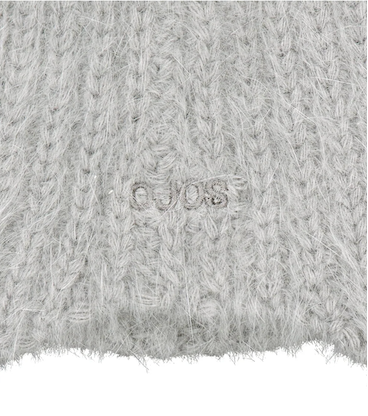 Double Strap Angora Beanie / Grey