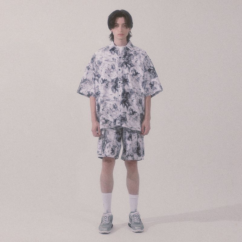 tie-dye cargo shorts_white