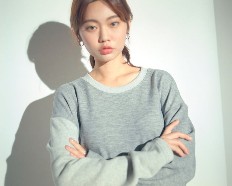 KNIT X TERRY COMBINATION POCKET TEE (Gray)