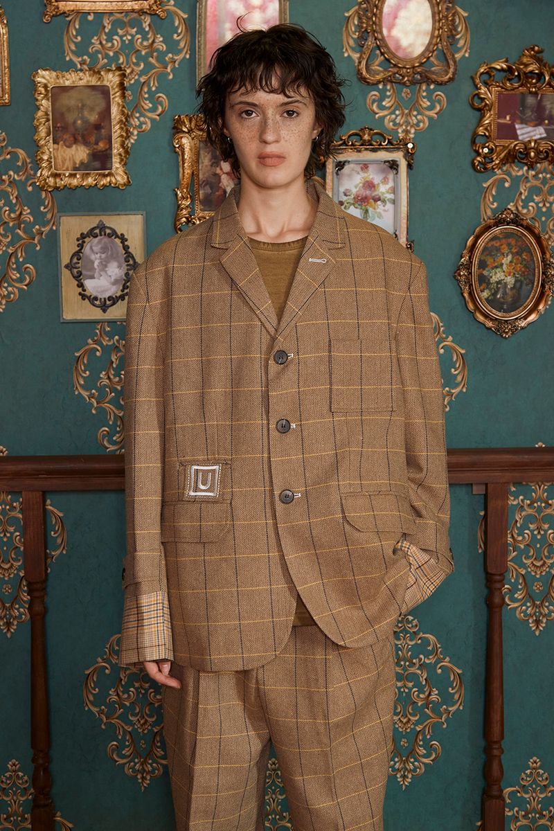 WOOL CHECK SLACKS / BEIGE