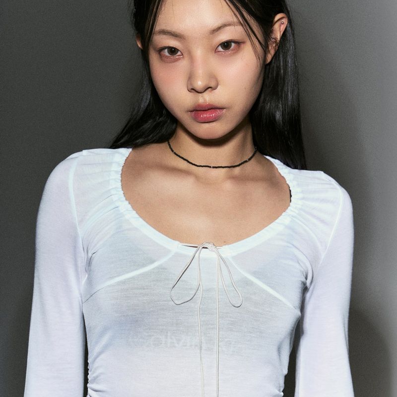 Ribbon Detail Slim Top White