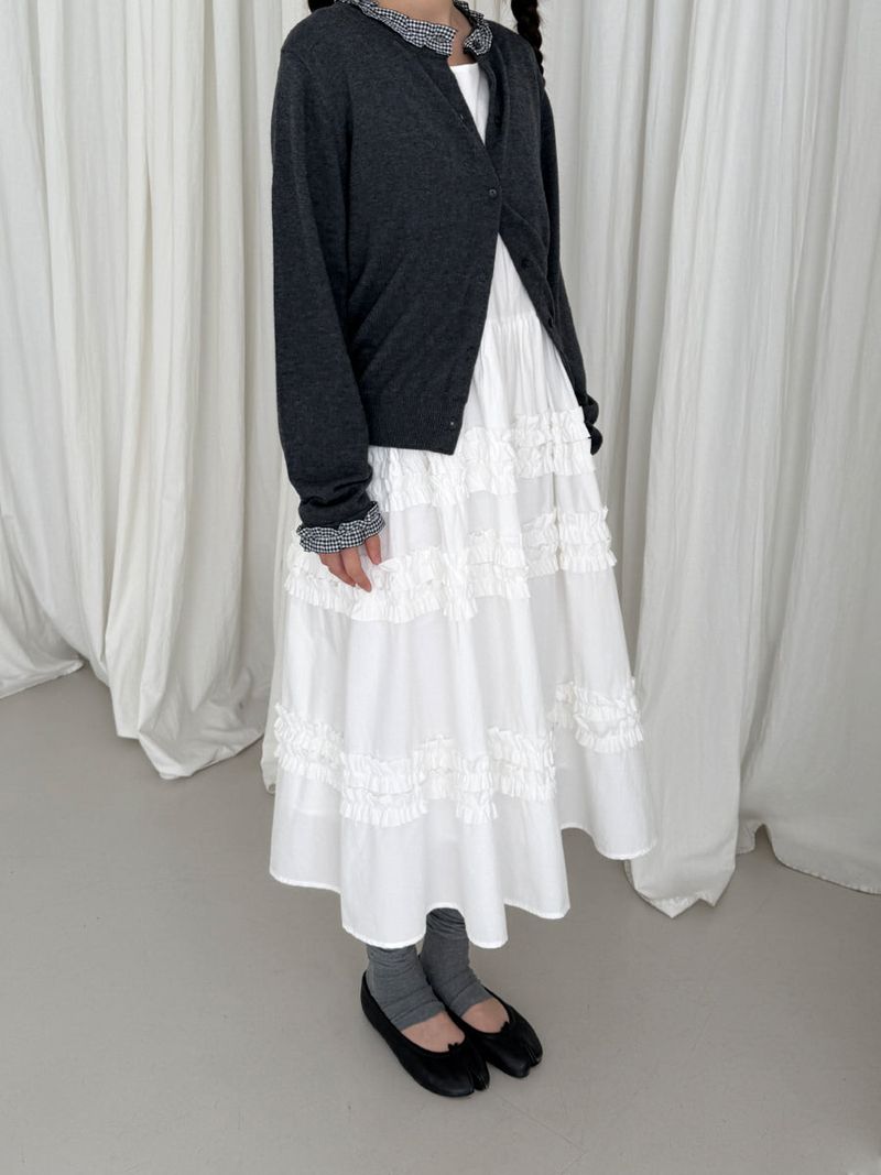 check frill cardigan 