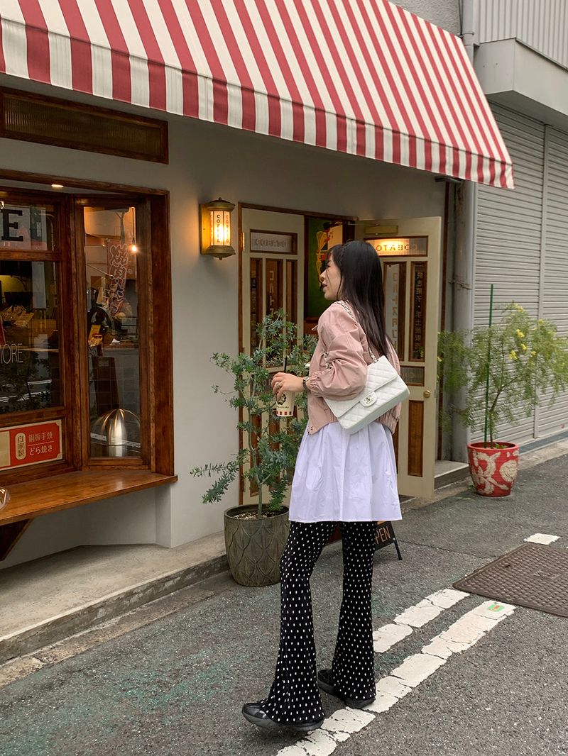 [MADE] Dot Pleated Long Bootcut Pants