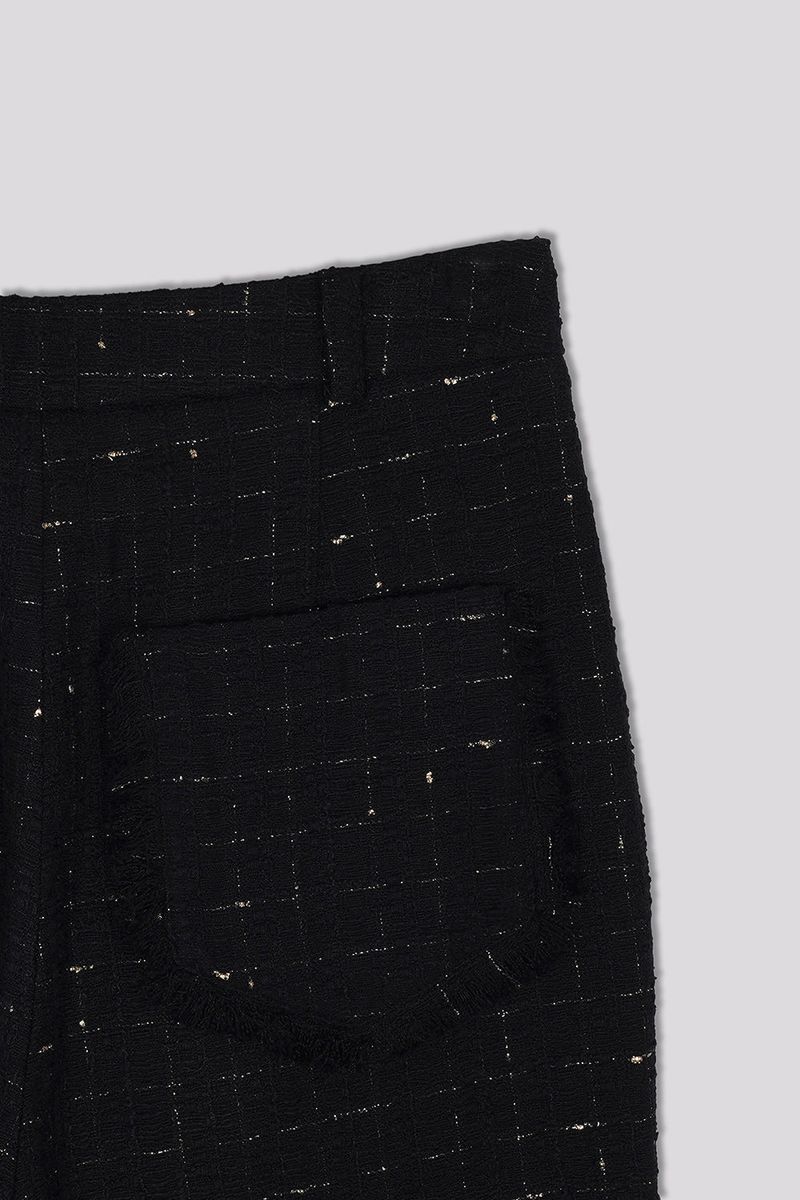Glitter Tweed Pants Black
