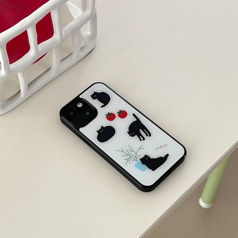 mew cat glossy glass bumper case
