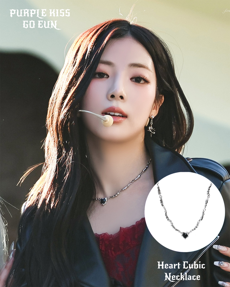 Cubic Black Heart Waterdrop Chain Necklace