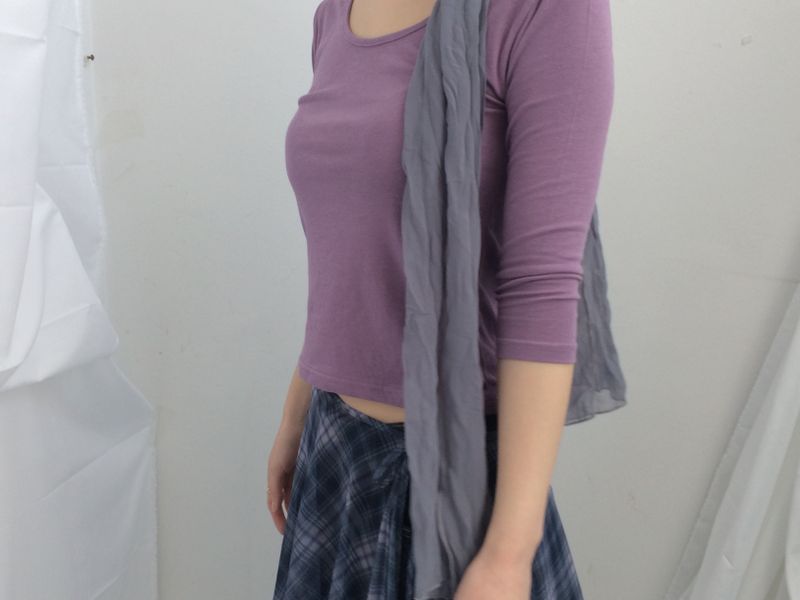 U-Neck Three-Quarter Slim Line Cotton Top
