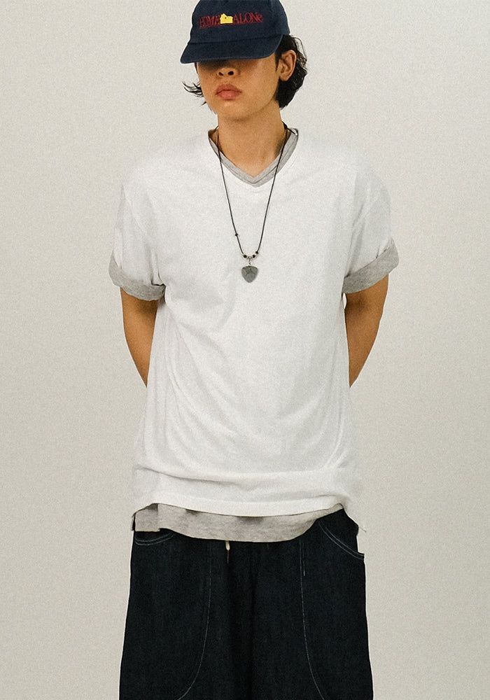 SEMIKAJI(セミカジ)の「TP Slub V-Neck 1/2 T(Tops)」