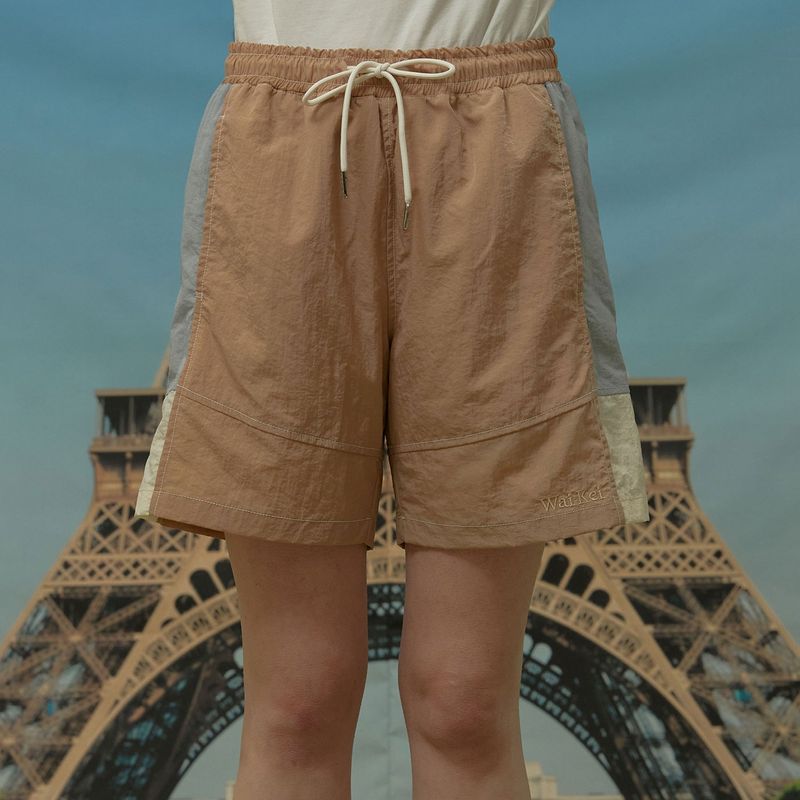 Color block nylon short pants