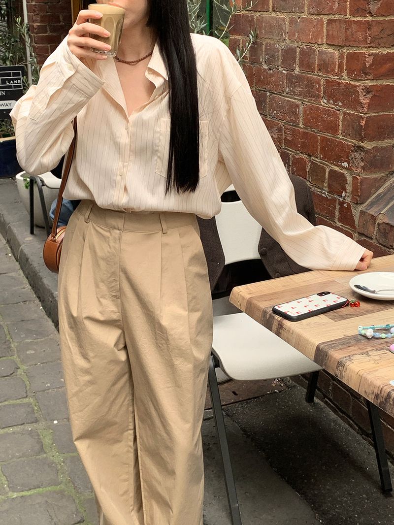 Dimple Stripe Silky Shirt