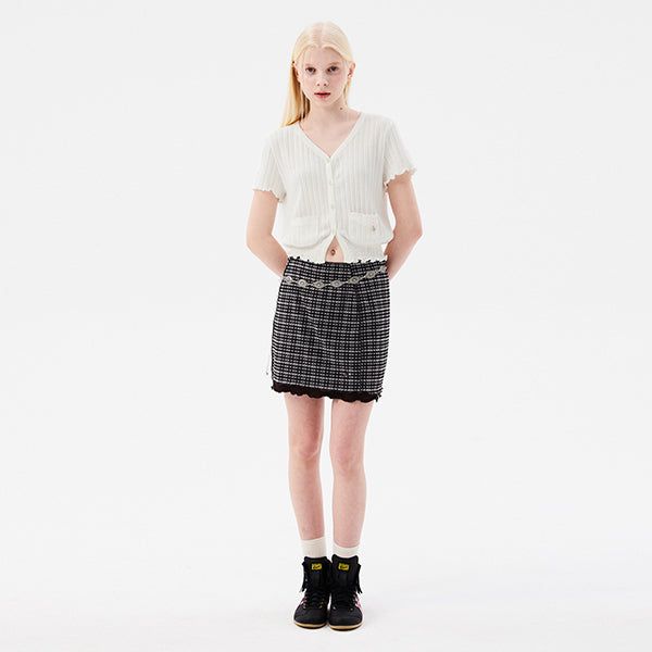 KIRSH（キルシー）の「CHERRY PATTERN MESH MINI SKIRT [BROWN]（Skirts）」
