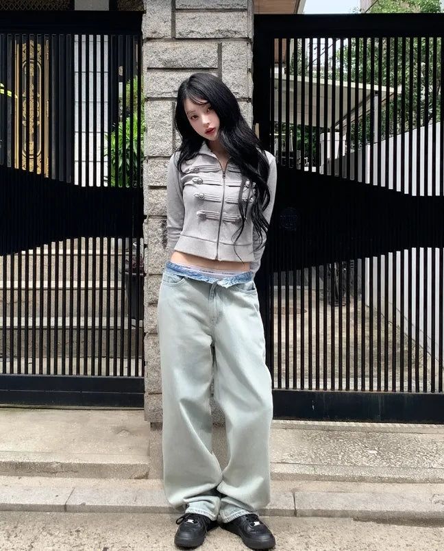 Delf Ice Washed Wide Denim Pants