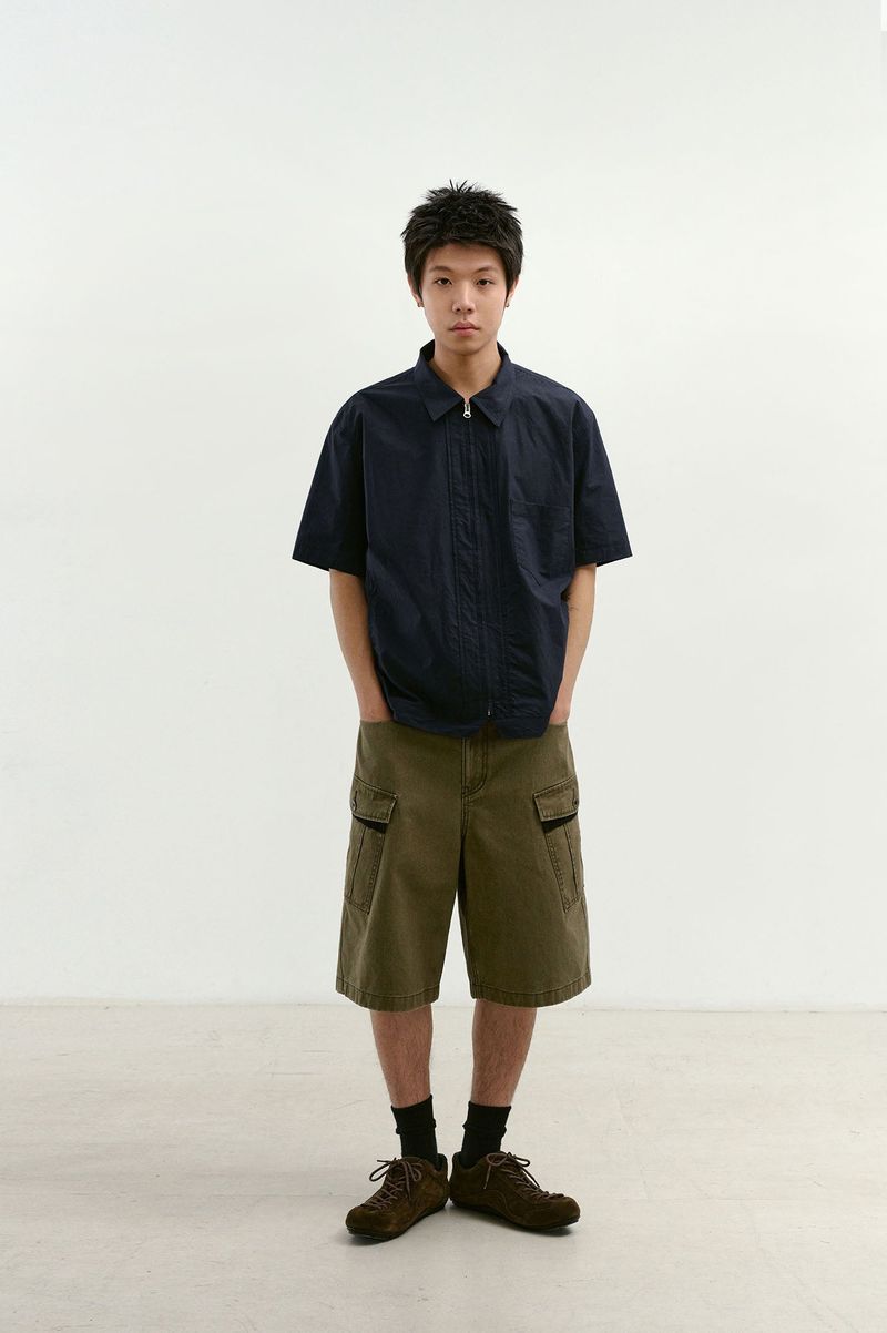 Field Panel Paper Half Shacket (Navy)