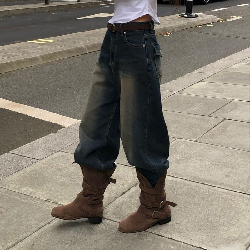 [BELLIDE MADE] Shearing, back pocket denim wide pants