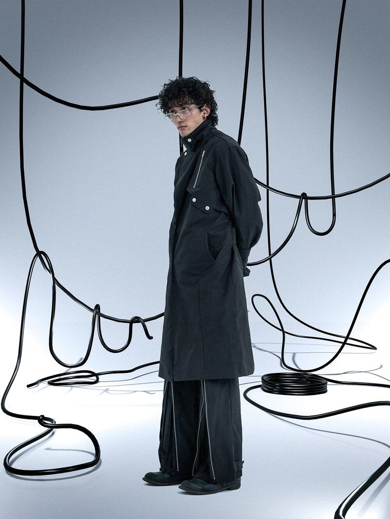 Ghost In The Shell Zip Pleat Pants (Black)