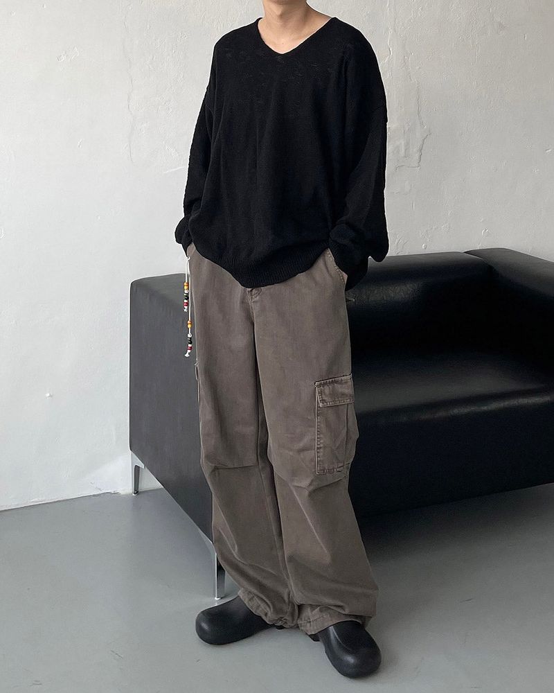 CL Ditto beads Washing cargo pants (3 colors)