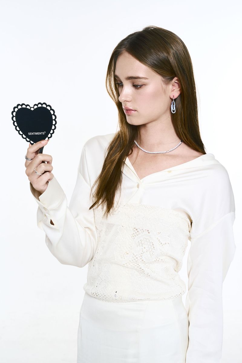 NO.605 [SILVER] HEART HAND MIRROR