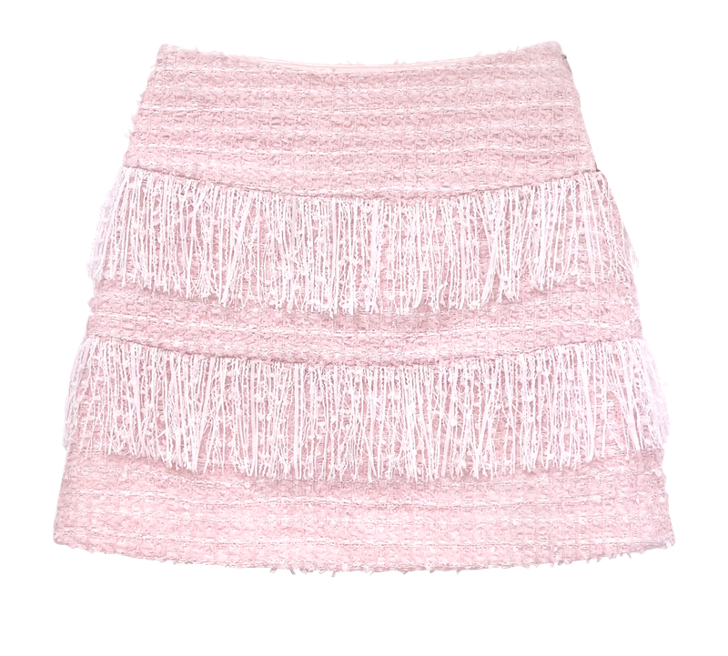Fringe tweed skirt