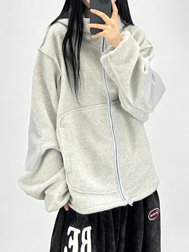 reverse elbow fleece zip-up