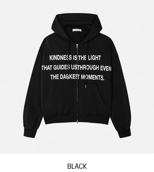 Moments Lettering Semi Crop Hood Zip-Up