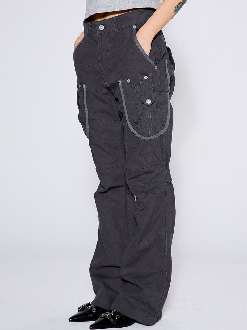 WASHED CARGO BOOTCUT PANTS / CHARCOAL