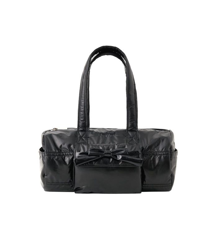 glossy ribbon duffle bag_black