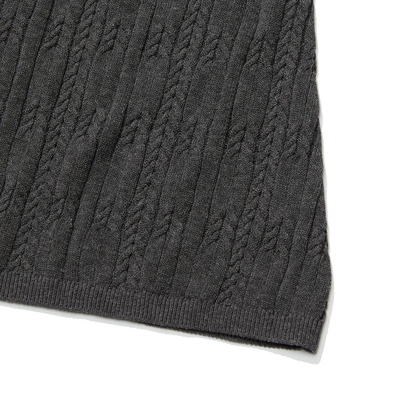 SMALL CHERRY CABLE KNIT DRESS [MELANGE GRAY]