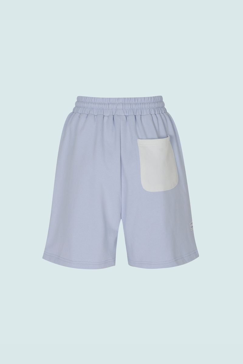 CONTRAST SLIT SHORT SWEATPANTS (LIGHT BLUE)