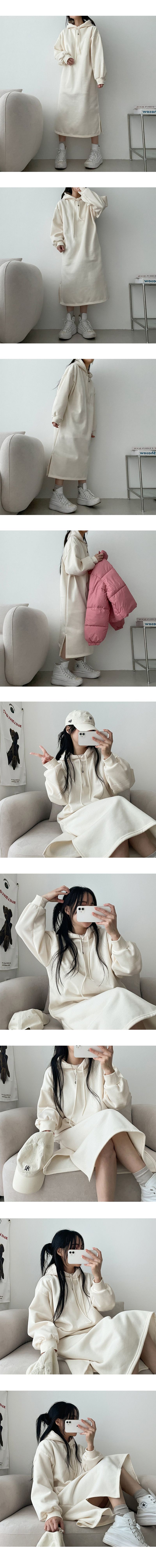 Nappingropping Slit Hooded Dress