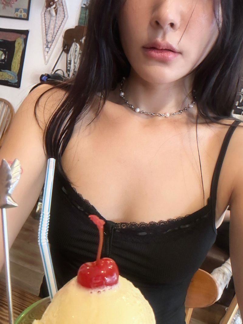 Pearl Pots Chain Necklace  (size: 2type)