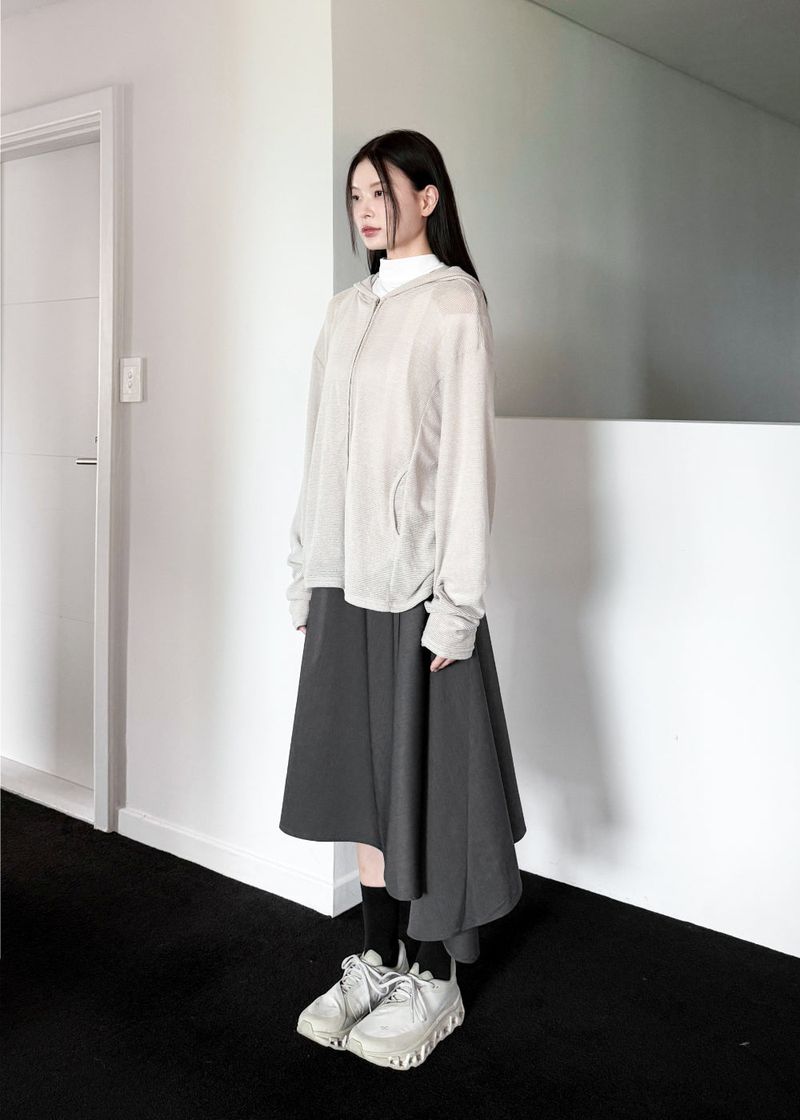 SOFT KNIT HOOD ZIP-UP