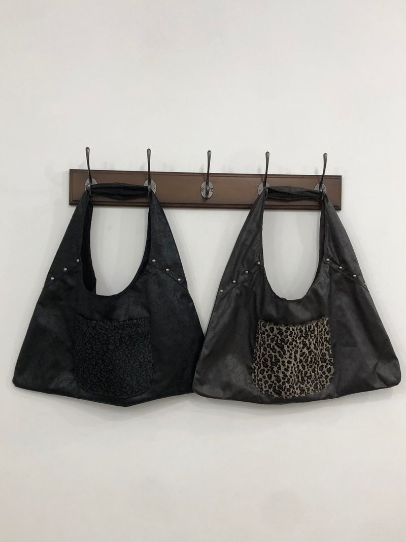Vintage Pocket Leopard Fur Shoulder Bag