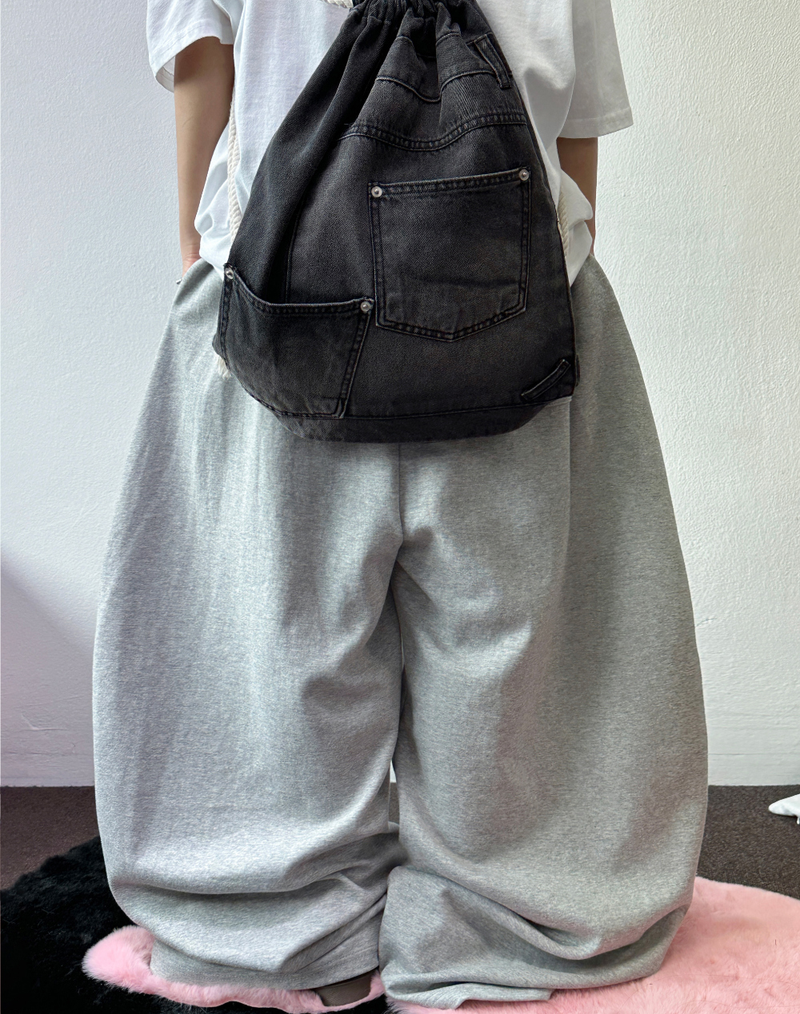 10000 SOLD OUT 🤍 KOREAN / S-XL 🤍 BASIC BALLOON JOGGER WIDE LONG PANTS 🤍🩶 - 2 COLORS