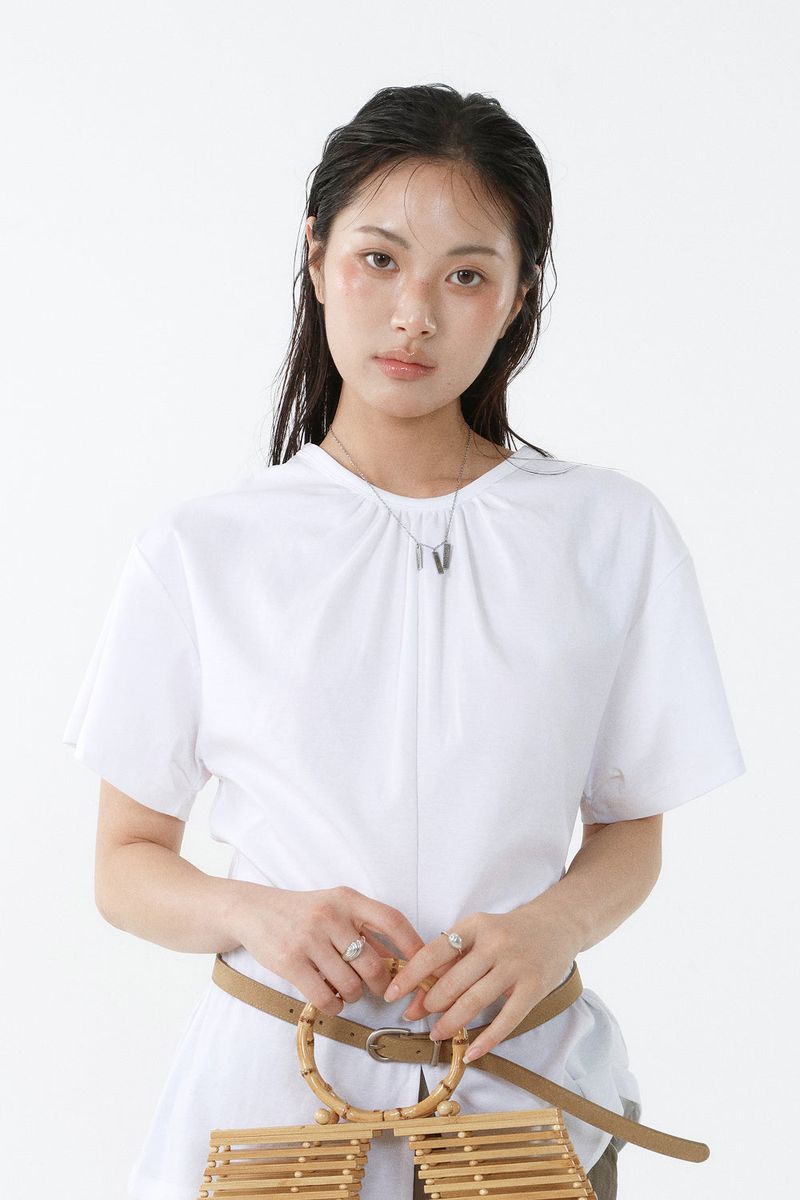 SHIRRED ROUND TOP_WHITE