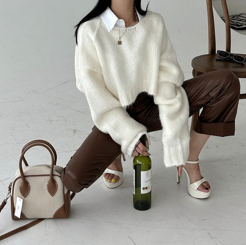 salt wool cropped knitwear