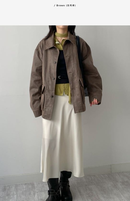 [unisex] Vintage Work Overfit Half Jacket