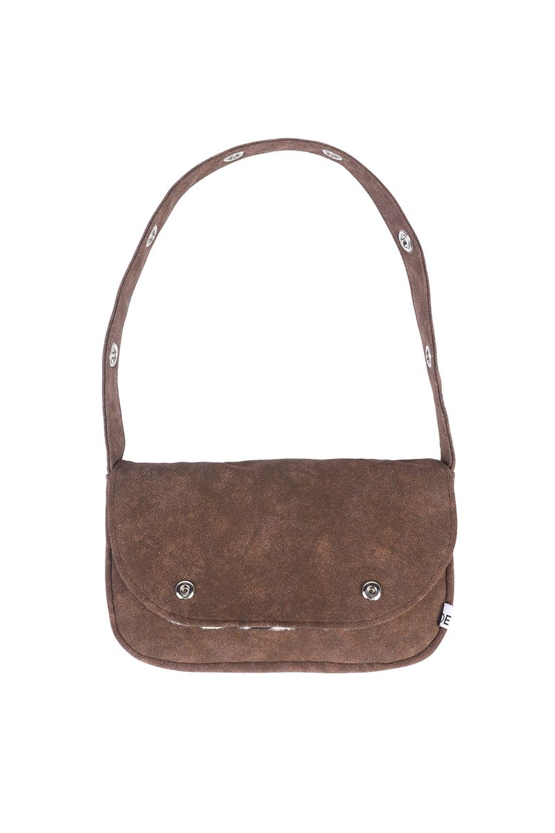 EYELET FUR MINI BAG - BROWN