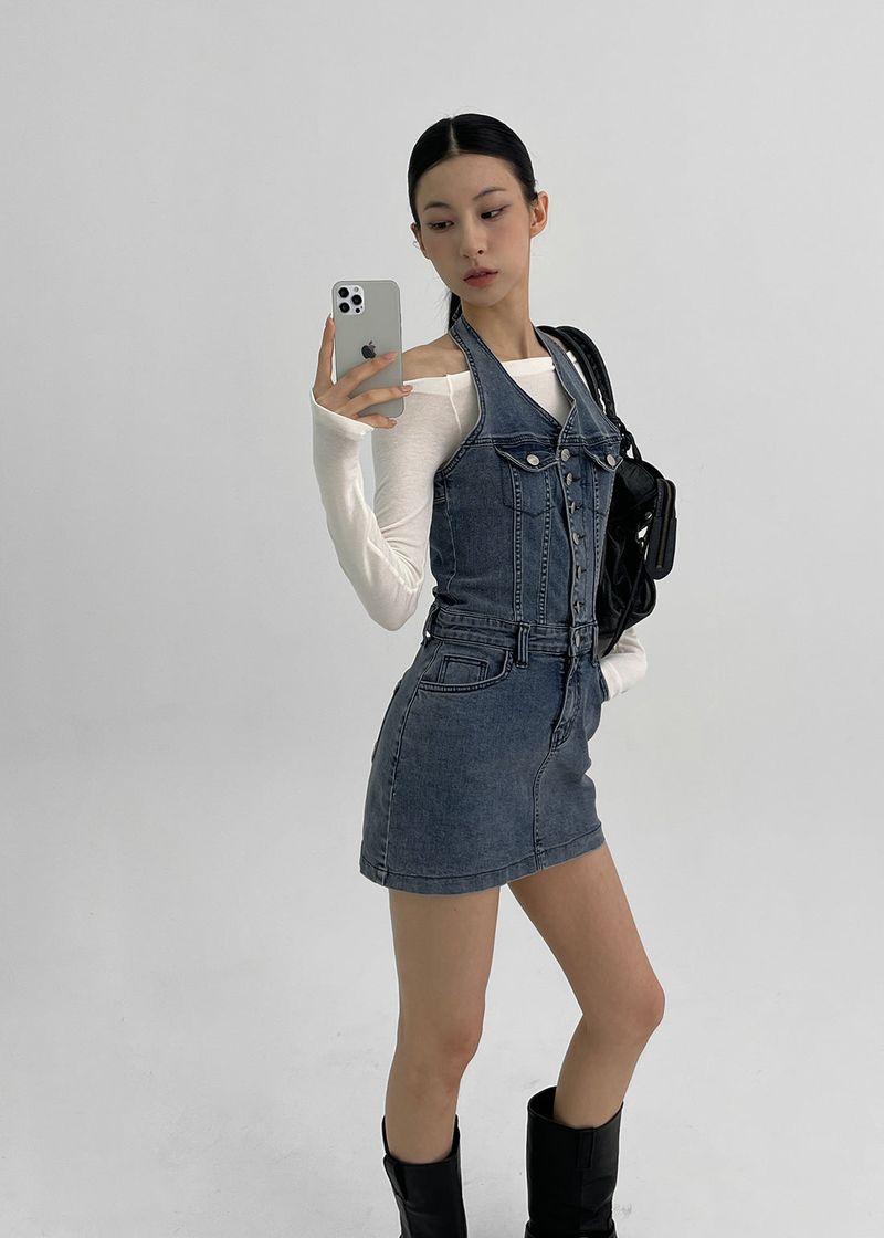 [MADE] Bunny Halterneck Spandex Mini Dress